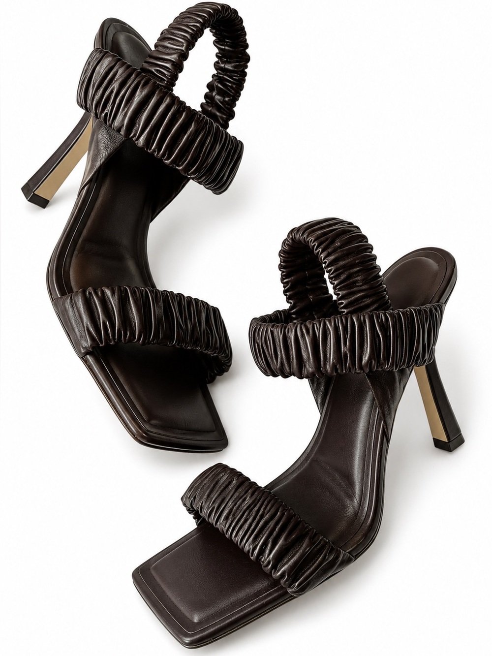 Gianni Bini Vanya Chocolate Brown Ruched Square Toe Heels Size 8 NWOB